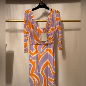 Emilio Pucci Orange and Purple Long Sleeve Dress